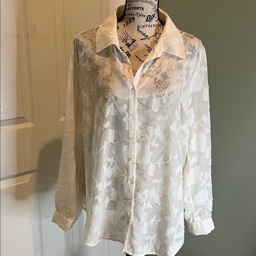 Torrid Ivory sheer Blouse